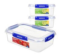 Sistema Boîtes de conservation alimentaire antifuite KLIP IT PLUS| 2 x 1 L & 2,2 L | Boîtes de préparation avec couvercle, hermétiques, empilables, emboîtables| Sans BPA|3 unités