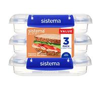 Sistema KLIP IT PLUS Food Storage Containers | 520 ml | 3 Piece Airtight Containers Set | Leak-Proof Seal | Easy Locking Clips | BPA-Free