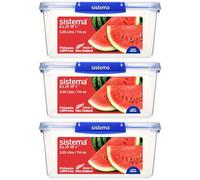 Sistema KLIP IT PLUS Récipients de conservation alimentaire | 3,35 litres | Lot de récipients hermétiques | Joint étanche | Clips à fermeture facile | Sans BPA | Lot de 3