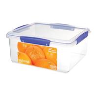 Sistema KLIP IT Récipient de conservation alimentaire | Forme carrée, 5 litres | Boîte alimentaire avec couvercle, compatible réfrigérateur/congélateur | Plastique sans BPA | Clips bleus | 1 pièce