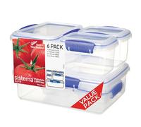 Sistema KLIP IT Récipients multiples de conservation des aliments | Boîtes à repas empilables avec couvercles étanches | Sans BPA | Clips bleus | Tailles assorties | 12 pièces (6 boîtes et couvercles)