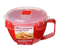 Sistema Lot de 2 bols à pâtes pour micro-ondes, sans BPA, passe au lave-vaisselle, 940 ml - Rouge/transparent