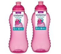 Sistema - Lot de 2 petites bouteilles d'eau de sport officielles - Squeeze Twist n Sip - 330 ml - Bouteilles d'eau étanches pour enfants et adultes - Sans BPA - Rose