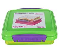 Sistema KLIP IT Sandwich Box Récipient de Conservation Alimentaire | Boîte à Repas empilable de 450 ML avec Couvercle étanche | sans BPA | Couleurs assorties