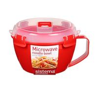 Sistema Micro-Ondes Bol à Nouilles | Récipient Alimentaire Micro-Ondes | 940 ML | sans BPA | Rouge/Transparent