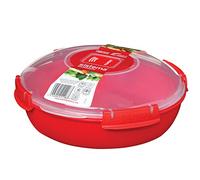Sistema Bol micro-ondes Round – Cuiseur vapeur 1,3 L – Rouge/Transparent