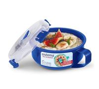 Sistema Microwave Bol petit-déjeuner | Récipient micro-ondes rond avec couvercle | 850 ml | Sans BPA | Bleu/Transparent | 1 pièce