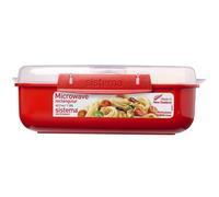 Sistema Microwave Cookware Rectangular Bowl, 42.2 Ounce/ 5.2 Cup, Red Red Rectan