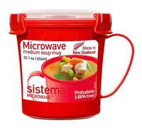 Sistema Microwave Mug à Soupe de Cuisson Micro-Ondes, 656 mL, Rouge | Récipient Alimentaire en Plastique Rouge, Couvercle Vapeur, pour Conserver et Réchauffer Soupe, Nouilles et Boissons Chaudes