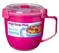 Sistema Microwave Mug à soupe de taille grande | Récipient alimentaire micro-ondes | 900 ml | Sans BPA | Assortiment de Couleurs