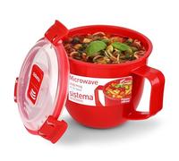 Sistema Microwave Petit mug à soupe | Récipient alimentaire micro-ondes | 565 ml | Sans BPA | Rouge/Transparent