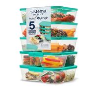 Sistema NEST IT Récipients plats préparés | 1,9 litre | Récipients de conservation alimentaire hermétiques avec compartiments et couvercle | Idéal pour meal prep | Vert | Lot de 5