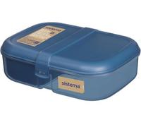 Sistema® Ocean Bound Boîte à lunch à trois compartiments avec pot de yaourt 1,1 l, bleu