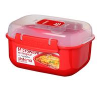 Sistema Récipient Micro-Ondes rectangulaire - 525 ML - sans BPA - Rouge/Transparent