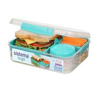 Sistema To Go Boîte à Lunch Bento avec Couvercle 1,65 L, Sarcelle | Récipient Alimentaire Compartimenté en Plastique avec Couvercle, pour le Rangement, la Conservation et le Transport des Repas