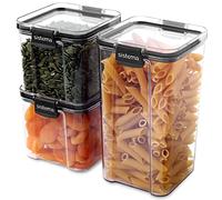Sistema Ultra Tritan Récipients de conservation hermétiques | 3 récipients alimentaires carrés en plastique avec couvercle (1x 1,3 l + 2x 700 ml) | Empilables | Fermeture par clips | Sans BPA [82008]