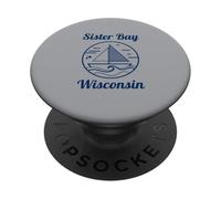 Sister Bay Wisconsin Sailboat and Waves PopSockets PopGrip Adhésif