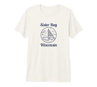 Sister Bay Wisconsin Sailboat and Waves T-Shirt Haut de Gamme
