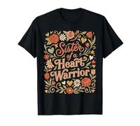 Sister of a Heart Warrior CHD Awareness Go Red Flowers T-Shirt