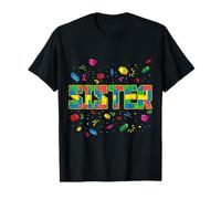 Sister of The Birthday Kid Brick Builder Birthday Squad T-Shirt