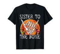 Sister to Bone Halloween Moon Costume Squelette Main Amoureux T-Shirt