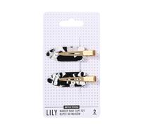 SISTER YOUNG LILY Lot de 2 pinces à cheveux de maquillage, sans plis, pour maquillage, soin et coiffage, clips antidérapants, doux pour les cheveux, élégantes et pratiques, noires et blanches