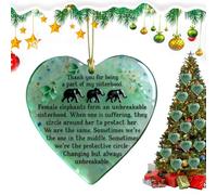 Sisterhood Ornament - Heart Shaped Sea Glass Effect Decoration, Inspirational Friendship Acrylic Ornament, Meaningful Elephant Souvenir for Sisters Friends Family Classmates