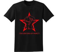 Sisters of Mercy Red Logo T-Shirt Cotton Casual T-Shirt Black Tee Black T-Shirt Graphic Unisex Tee Shirt Black S