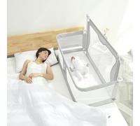 SISTINE Berceau de Chevet pour bébé dans Le lit, couffin pour bébé au lit, couffin de Chevet pour codormir en Toute sécurité, couchette au lit pour bébé, Nouveau-né, Fille, garçon, Gris