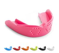 SISU Protège-dents 3D pour jeunes, rose vif, préformé, facile à installer, protection pour crosse, football, hockey, sports d'équipe - Remoldable jusqu'à 20 fois - Non toxique