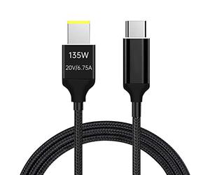 Sisyphy Câble de charge USB C vers pointe fine, convertisseur de type C vers carré, DC 11 x 4,5 mm, compatible avec Yoga Ideapad Legion T470s T470 T460s T450 T450s ThinkPad X1 Lenovo (135 W 2 m en