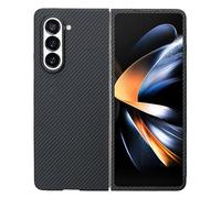 Sisyphy Coque en Aramide pour Samsung Galaxy Z Fold 5 5G avec Texture en Carbone (Noir 600D à Grain Fin), Super Mince Douce mais Robuste, Coque Arrière Snap-on Compatible avec la Charge sans Fil