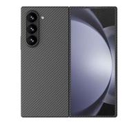 Sisyphy Coque en Aramide pour Samsung Galaxy Z Fold 6 5G avec Texture en Carbone (Noir 600D à Grain Fin), Super Mince Douce mais Robuste, Coque Arrière Snap-on Compatible avec la Charge sans Fil