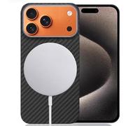 Sisyphy Coque en fibre d'aramide pour iPhone 17 Pro avec texture en fibre de carbone (compatible avec MagSafe), coque de protection super fine et légère, douce au toucher, robuste et durable