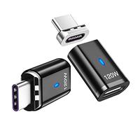 Sisyphy Lot de 2 adaptateurs magnétiques USB C(Droit),Adaptateur USB 2.0 Type C avec,Charge PD 120W et Transfert données 480 Mbps,Compatible avec MacBook,Samsung,iPad Pro et d'appareils USB C