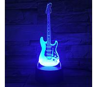 SISYS 3D Lampe Illusion Optique LED Veilleuse Optiques Lampe de Nuit de Chevet 7 Couleurs Tactile Chambre Table Art Déco Enfant Lumière de Nuit avec Câble USB, Guitare