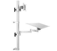 Sit Stand Monitor Desk Mount for 17-27" Screens, Full-Motion Articulating Arm, Height Adjustable, with Keyboard Tray, Adjustable Workstation Arm, Load Capacity 10KG, for Office, Workstation