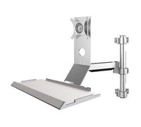 Sit Stand Monitor Desk Mount, Standing Desk Converter, Wall Mount Workstation with 24" Keyboard Tray, Full-Motion Articulating Arm, with Cable Management, Load Capacity 8KG, Fits 17-27" Screens