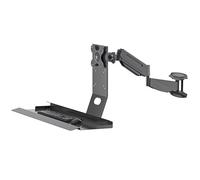 Sit-Stand Single Monitor Wall Mount, Wall Mounted Work Station with Foldable Keyboard Tray, Height and Angle Adjustable, with Gas Spring Arm, Max Load 22 Kg, Fits 17"-35" Screens(45cm)