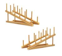 SITAKE 2 Pcs Egouttoir Vaisselle Bois, Porte-Assiettes en Bambou, Étagère de Présentation pour Tasse, Planche à Découper, Bol, Assiette, Couvercle de Casserole