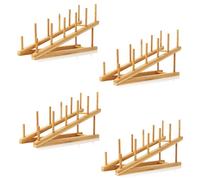 SITAKE 4pcs Egouttoir Vaisselle Bois, Porte-Assiettes en Bambou, Étagère de Présentation pour Tasse, Planche à Découper, Bol, Assiette, Couvercle de Casserole