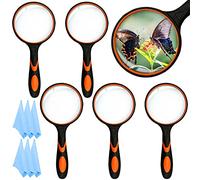 SITAKE 6 Grandes Loupes Enfant, à Main 10X Incassable pour Les Loisirs, 75 mm pour Enfants, avec 6 Chiffons de Nettoyage en Microfibre