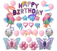 SITAKEGS Decoration Anniversaire Papillon, 27PCS Ballons Mylar Féerique Ballon Papillon Ballon Fleur, pour Anniversaires de Filles, Baby Shower, Photographie, Articles de Fête