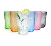 SITAKEGS Lot de 6 gobelets en plastique de 500 ml - Verres à boire en acrylique réutilisables - Empilables - Verres à cocktail portables - Verre multicolore pour les fêtes à la maison, l'utilisation