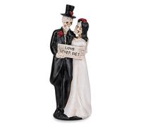 SITAKEGS Love Never Dies Squelette Couple Statue en résine, Halloween Squelette Décorations Mariée et Marié Crânes Mariage Figurine Amoureux Gothique Fantôme Ornement pour Party Bouquet Cake Topper