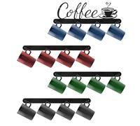 SITAKEGS Support Mural pour Tasses café, 4Pack Mural en métal Tasses café avec 4 Crochets, Organisateur de Rangement Multi-usages Crochets Muraux pour Tasses clés Manteaux Sacs pour Bar Cuisine Bureau