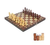 Sitbfoam Premium 3-en-1 Jeu d'échecs magnétique en Bois (29x29cm), Set de Plateau d'échecs Pliable pour fêtes, activités familiales et échecs pour Enfants