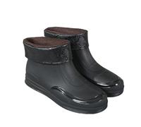 SITBXO Bottes de pluie for hommes, chaussures sport d'extérieur à tube court, cyclisme, travail, jardin, en caoutchouc, surchaussures légères et imperméables Bottes de pluie homme(Black-Plush,40)