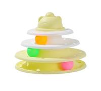 SITBXO Tour de Jouets interactifs à 4 Niveaux for Chat, Plateau tournant à Billes, entraînement cérébral, Jeu de Puzzle, Accessoire Ouet à Chat(Yellow)