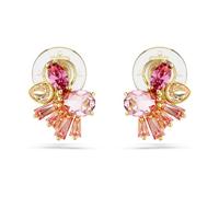Swarovski – Boucles d'oreilles à clips – Fleurs, rose, cristal, plaqué or, zircon